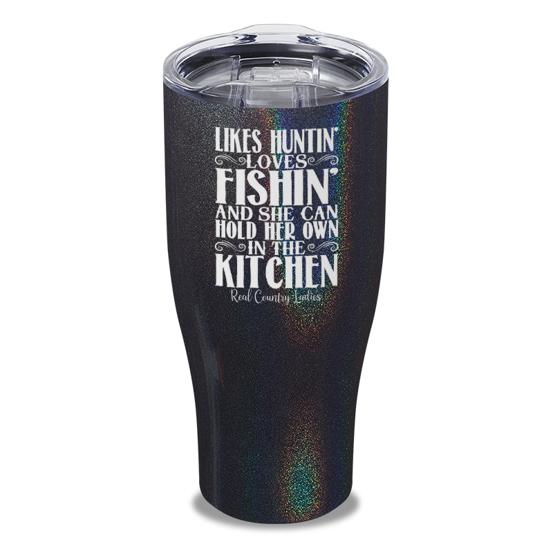 Likes Huntin Loves Fishin Laser Etched Tumbler