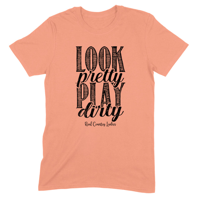 Look Pretty Play Dirty Black Print Front Apparel