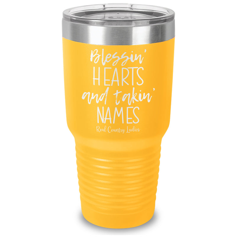 Blessin Hearts And Takin Names Laser Etched Tumbler