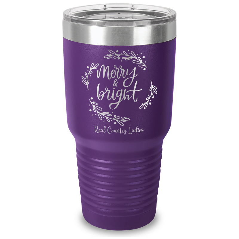 Merry And Bright Laser Etched Tumbler