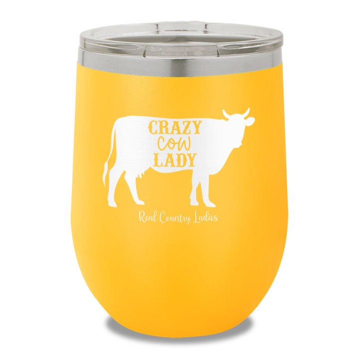 Crazy Cow Lady 12oz Stemless Wine Cup