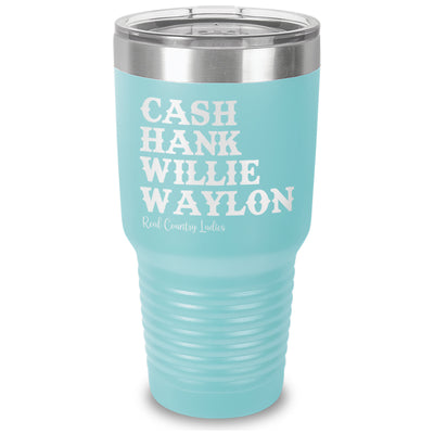 Cash Hank Willie Waylon Laser Etched Tumbler