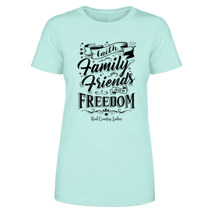 Faith Family Friends Black Print Front Apparel