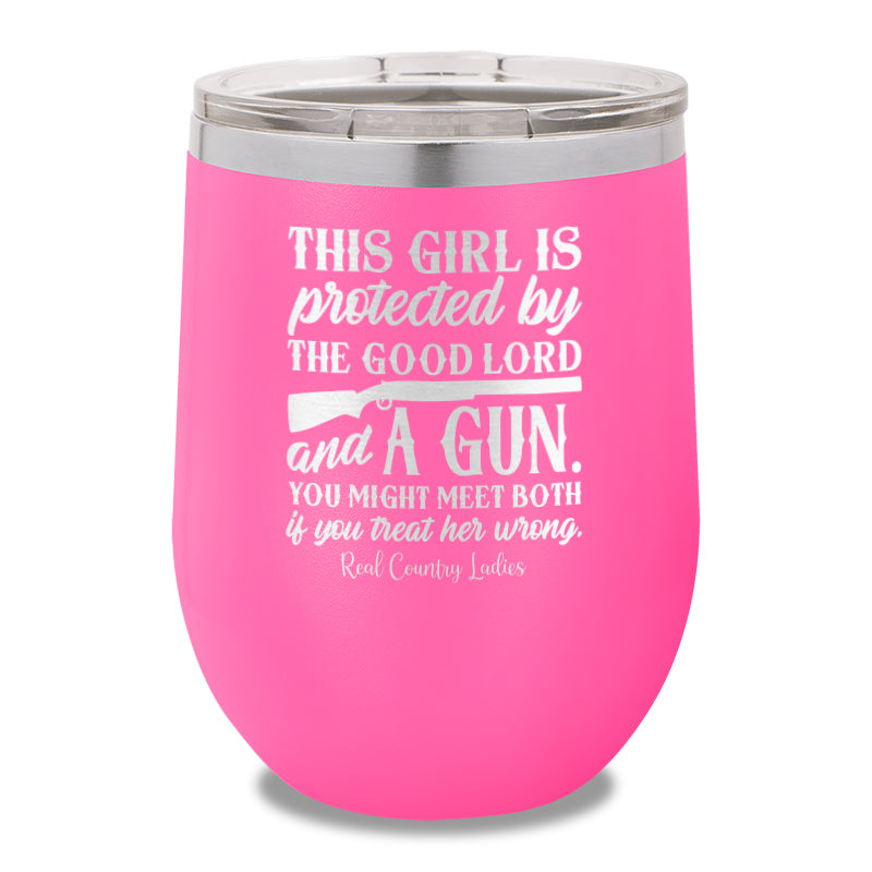 The Good Lord And A Gun 12oz Stemless Wine Cup