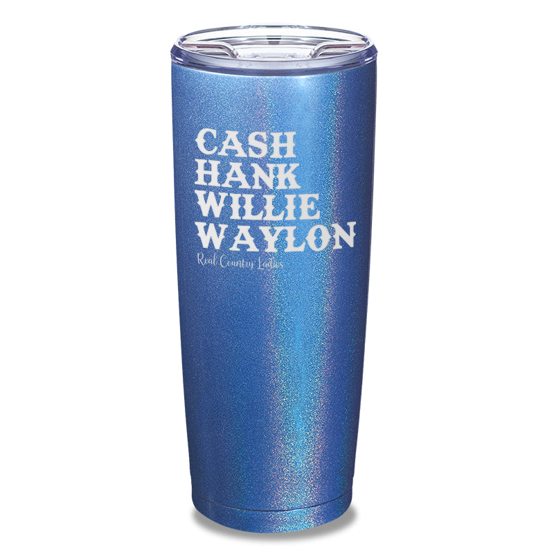 Cash Hank Willie Waylon Laser Etched Tumbler