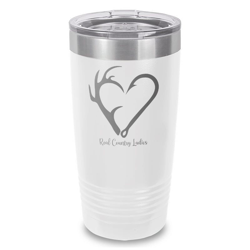 Hunting Fishing Heart Laser Etched Tumbler