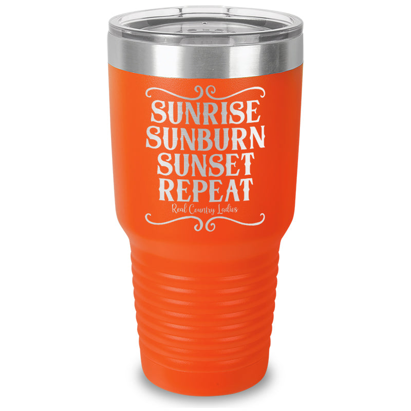 Sunrise Sunburn Sunset Repeat Laser Etched Tumbler