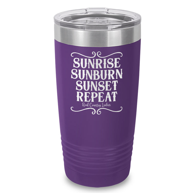 Sunrise Sunburn Sunset Repeat Laser Etched Tumbler