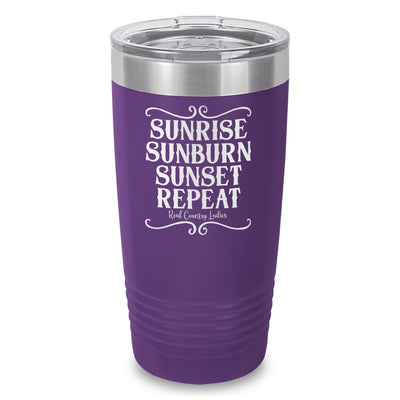 Sunrise Sunburn Sunset Repeat Laser Etched Tumbler