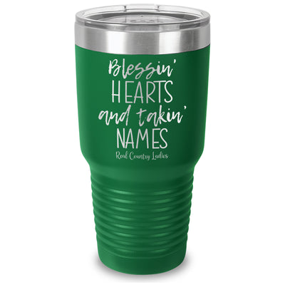 Blessin Hearts And Takin Names Laser Etched Tumbler