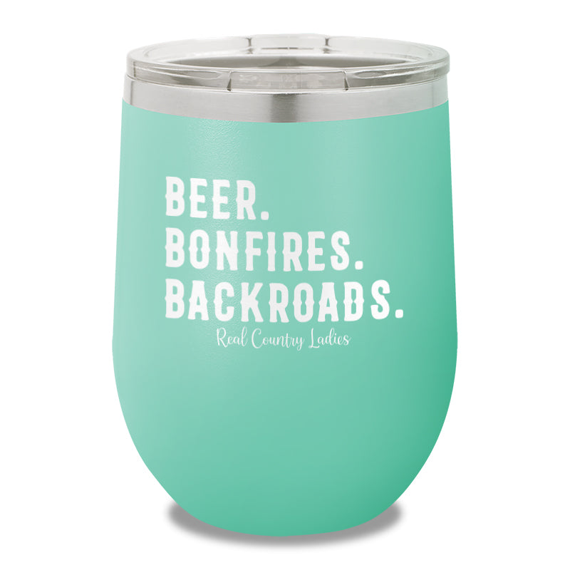 Beer Bonfires Backroads 12oz Stemless Wine Cup