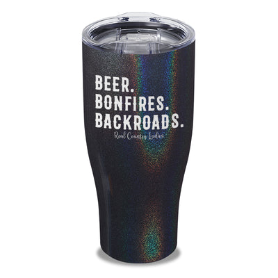 Beer Bonfires Backroads Laser Etched Tumbler