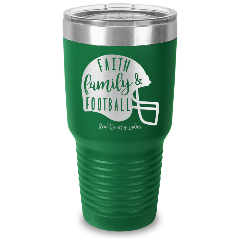 Falling For Deals | Faith Family Football Laser Etched Tumbler