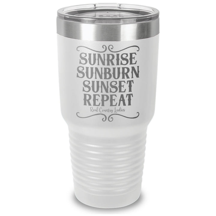 Sunrise Sunburn Sunset Repeat Laser Etched Tumbler