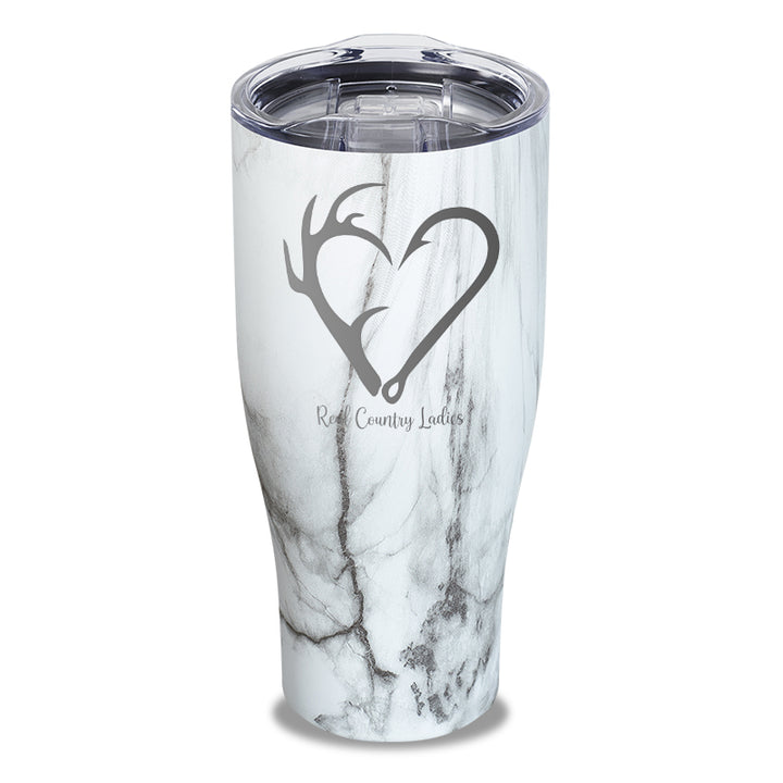 Hunting Fishing Heart Laser Etched Tumbler