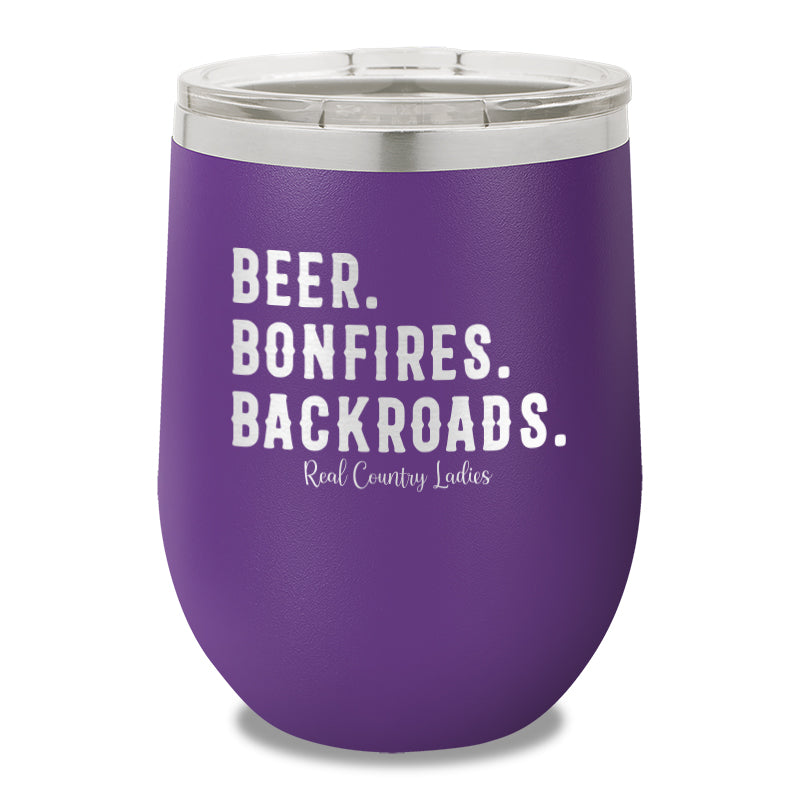 Beer Bonfires Backroads 12oz Stemless Wine Cup