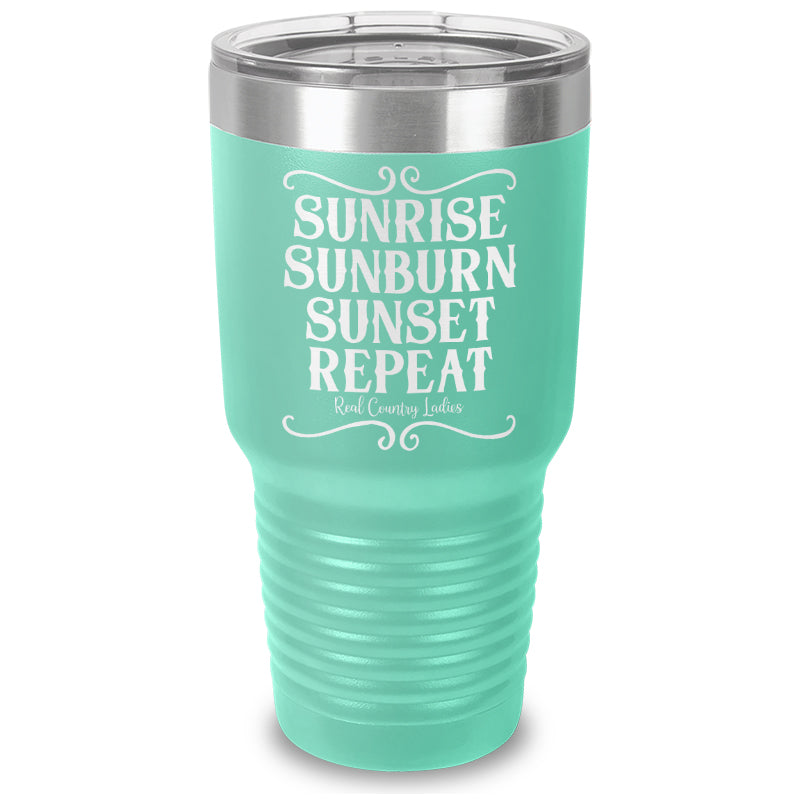 Sunrise Sunburn Sunset Repeat Laser Etched Tumbler