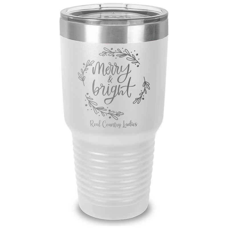 Merry And Bright Laser Etched Tumbler