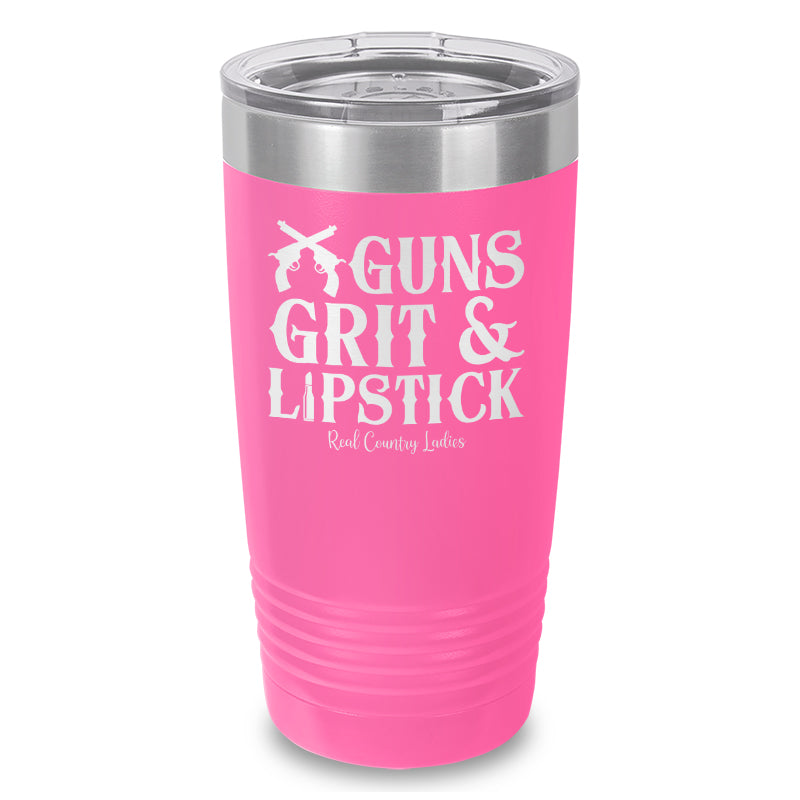 Guns Grit And Lipstick Laser Etched Tumbler