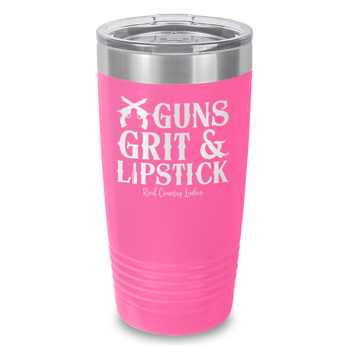 Guns Grit And Lipstick Laser Etched Tumbler