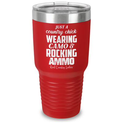 Wearing Camo Rocking Ammo Laser Etched Tumbler