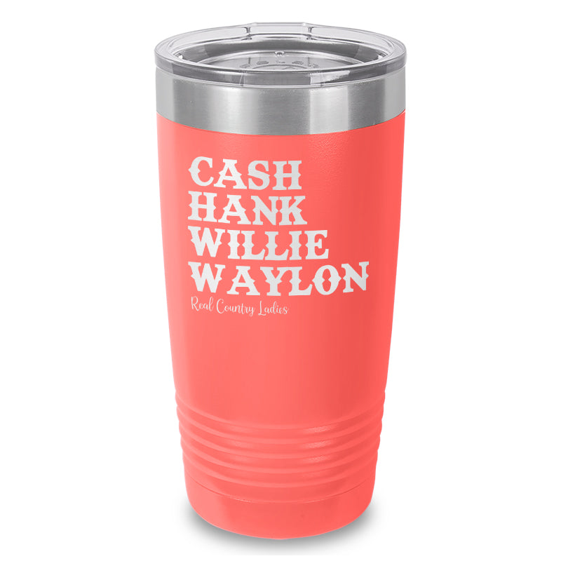 Cash Hank Willie Waylon Laser Etched Tumbler