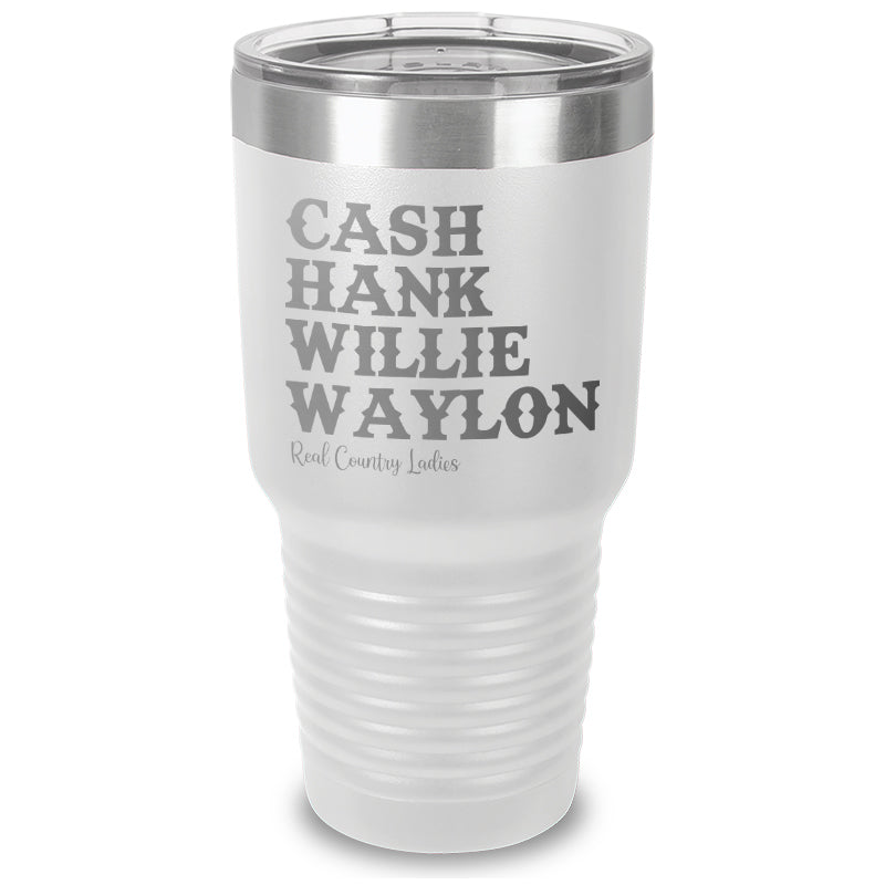 Cash Hank Willie Waylon Laser Etched Tumbler