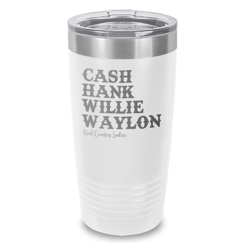 Cash Hank Willie Waylon Laser Etched Tumbler