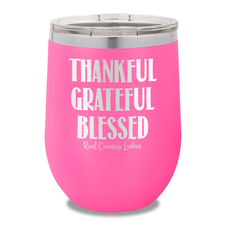 Thankful Grateful Blessed Stemless Wine Cup