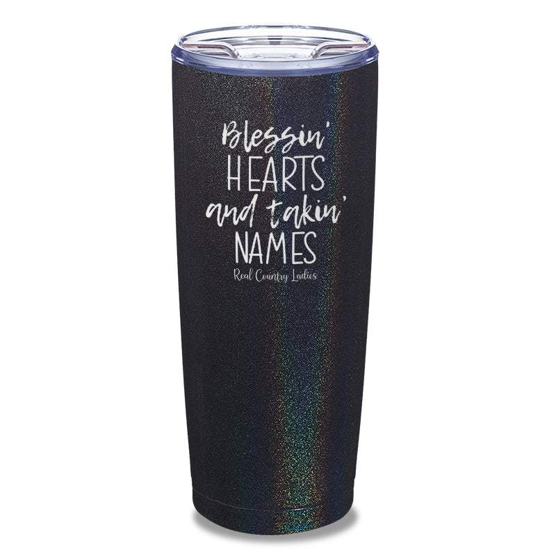 Blessin Hearts And Takin Names Laser Etched Tumbler