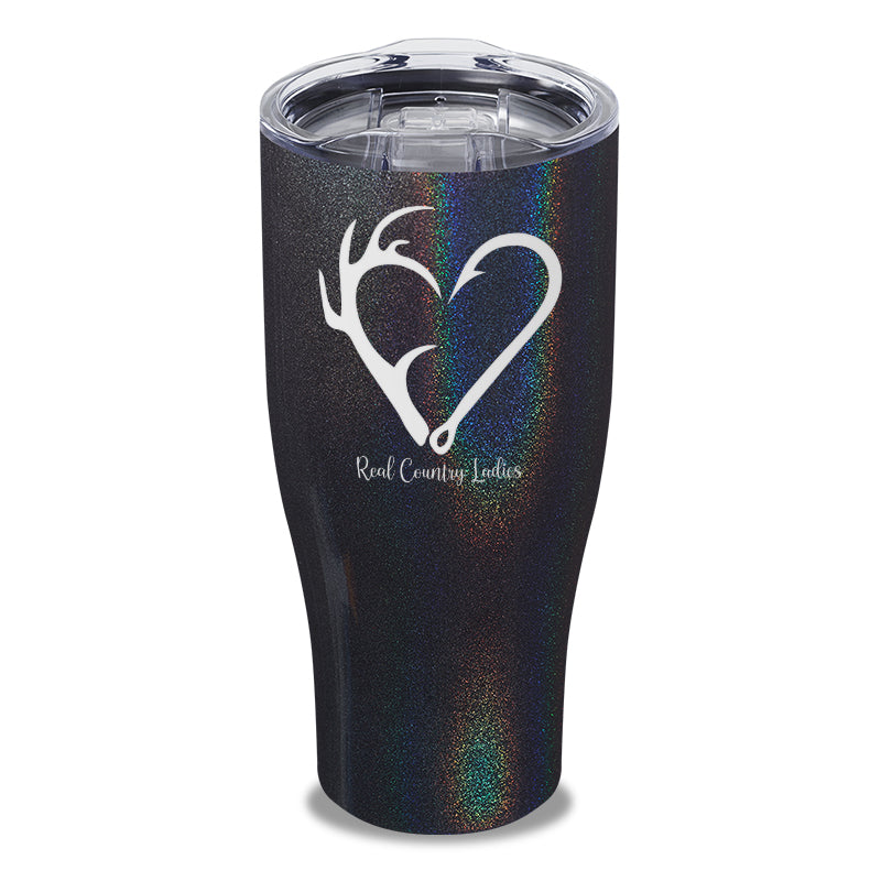 Hunting Fishing Heart Laser Etched Tumbler