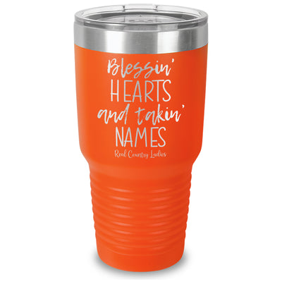 Blessin Hearts And Takin Names Laser Etched Tumbler