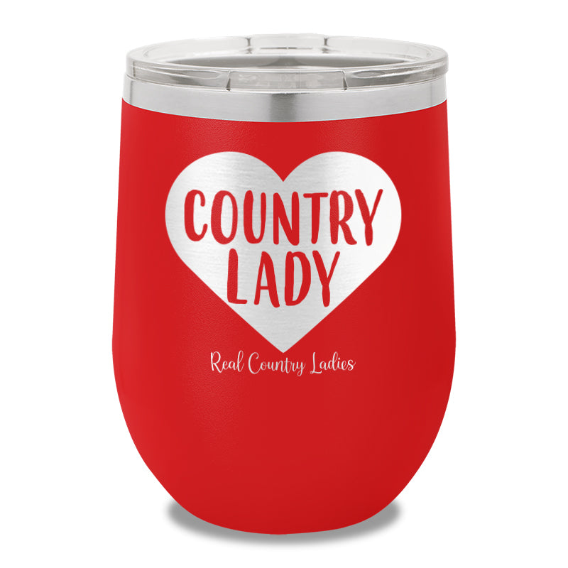 Country Lady Heart 12oz Stemless Wine Cup