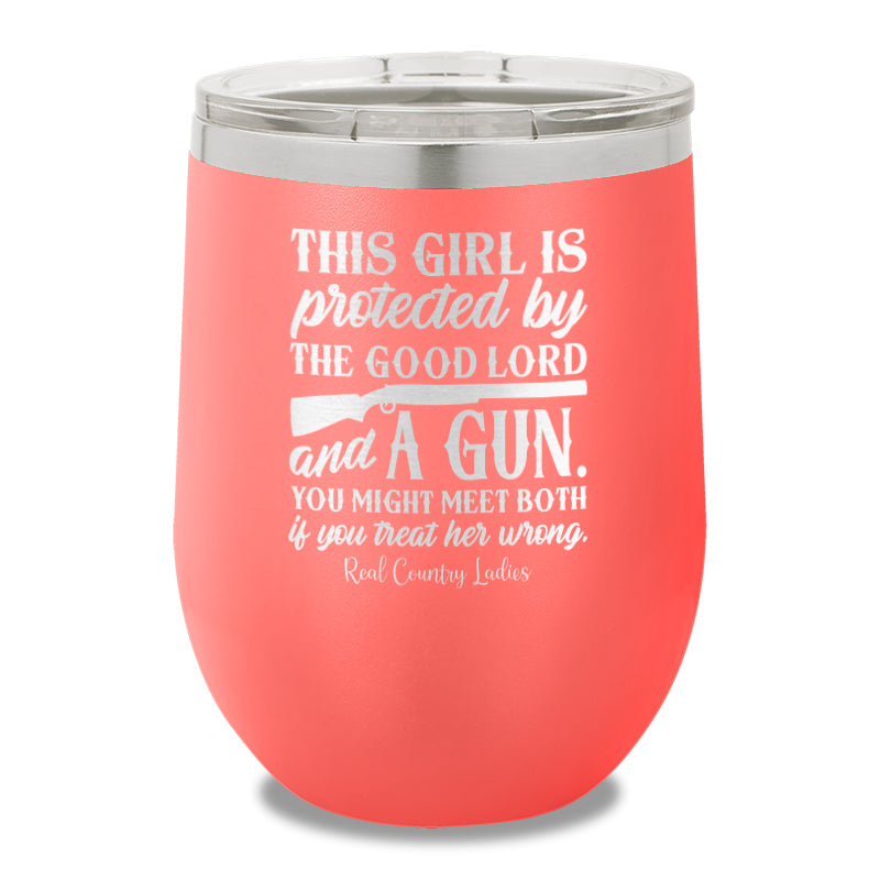 The Good Lord And A Gun 12oz Stemless Wine Cup