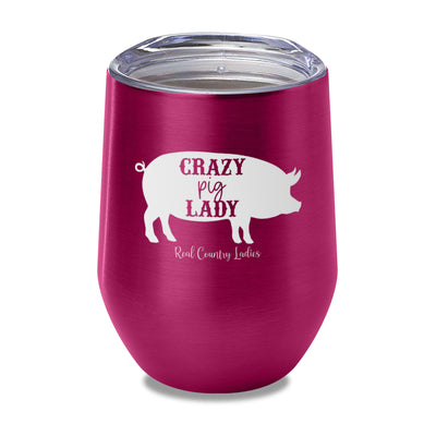 Crazy Pig Lady Laser Etched Tumbler