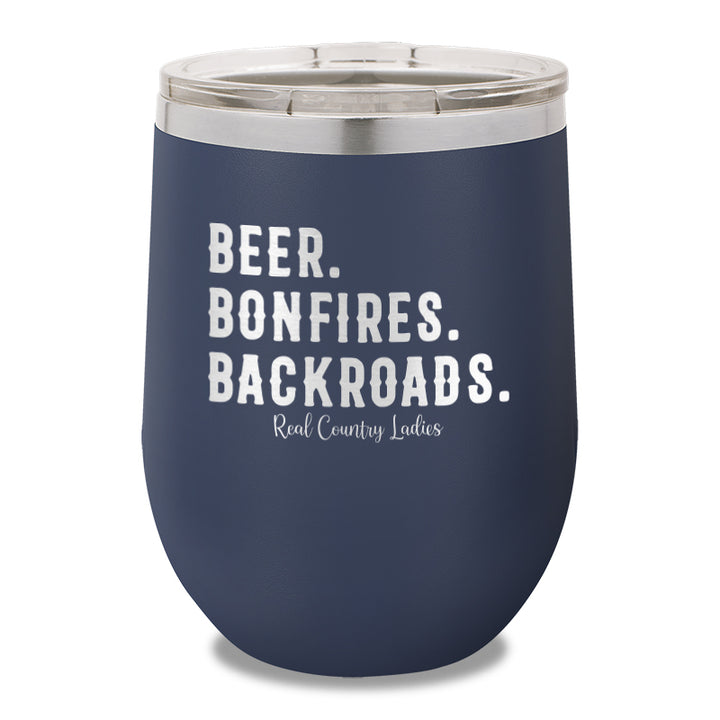 Beer Bonfires Backroads 12oz Stemless Wine Cup