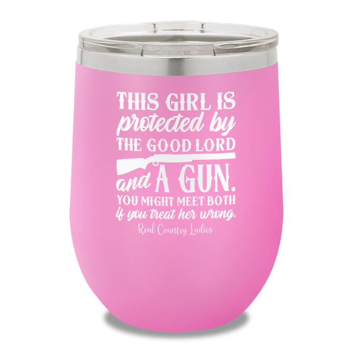 The Good Lord And A Gun 12oz Stemless Wine Cup