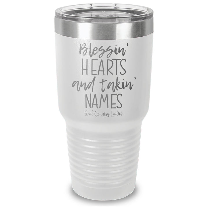 Blessin Hearts And Takin Names Laser Etched Tumbler