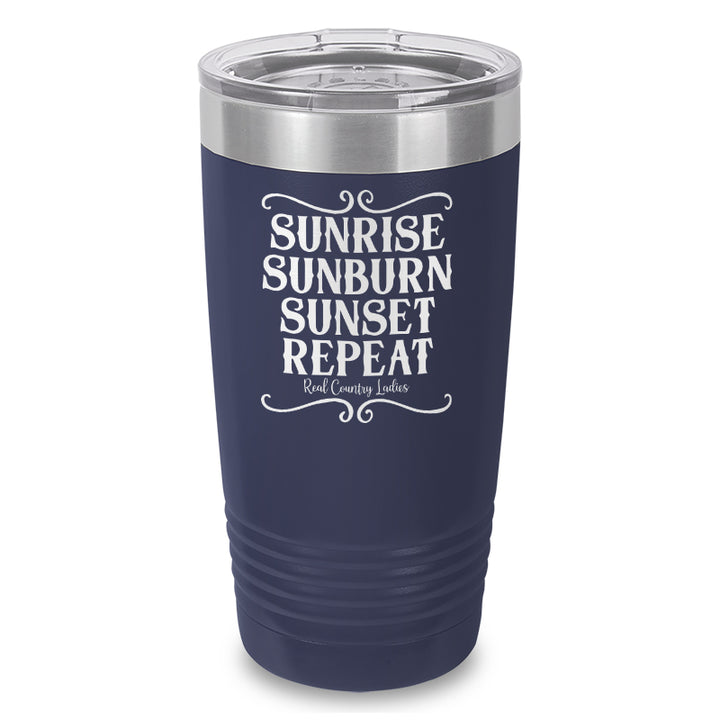 Sunrise Sunburn Sunset Repeat Laser Etched Tumbler