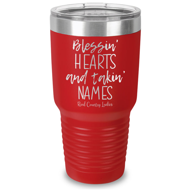 Blessin Hearts And Takin Names Laser Etched Tumbler