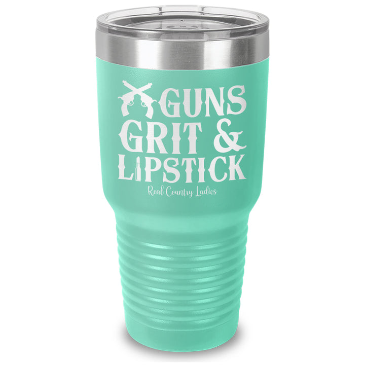 Guns Grit And Lipstick Laser Etched Tumbler