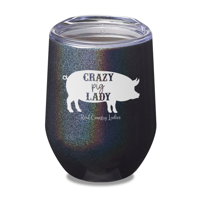 Crazy Pig Lady Laser Etched Tumbler