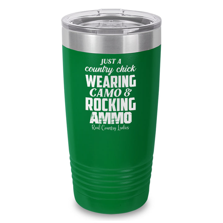 Wearing Camo Rocking Ammo Laser Etched Tumbler