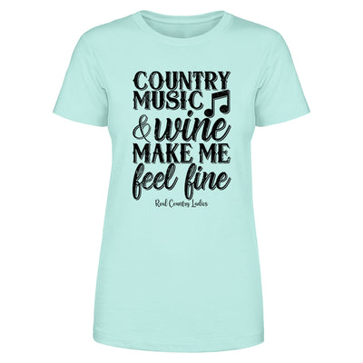 Country Music And Wine Black Print Front Apparel