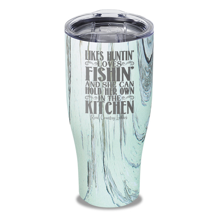 Likes Huntin Loves Fishin Laser Etched Tumbler