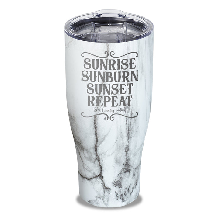 Sunrise Sunburn Sunset Repeat Laser Etched Tumbler