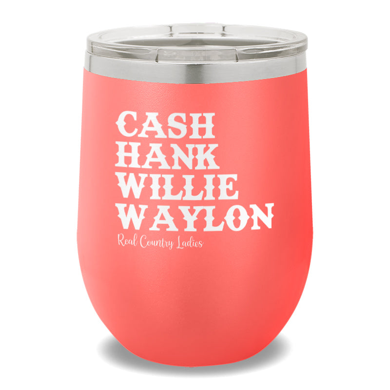 Cash Hank Willie Waylon 12oz Stemless Wine Cup