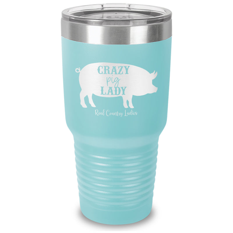 Crazy Pig Lady Laser Etched Tumbler