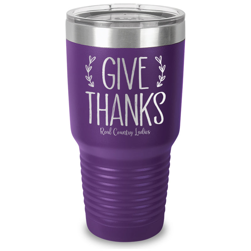 Give Thanks Laser Etched Tumbler