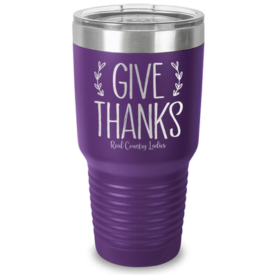 Falling For Deals | Give Thanks Laser Etched Tumbler